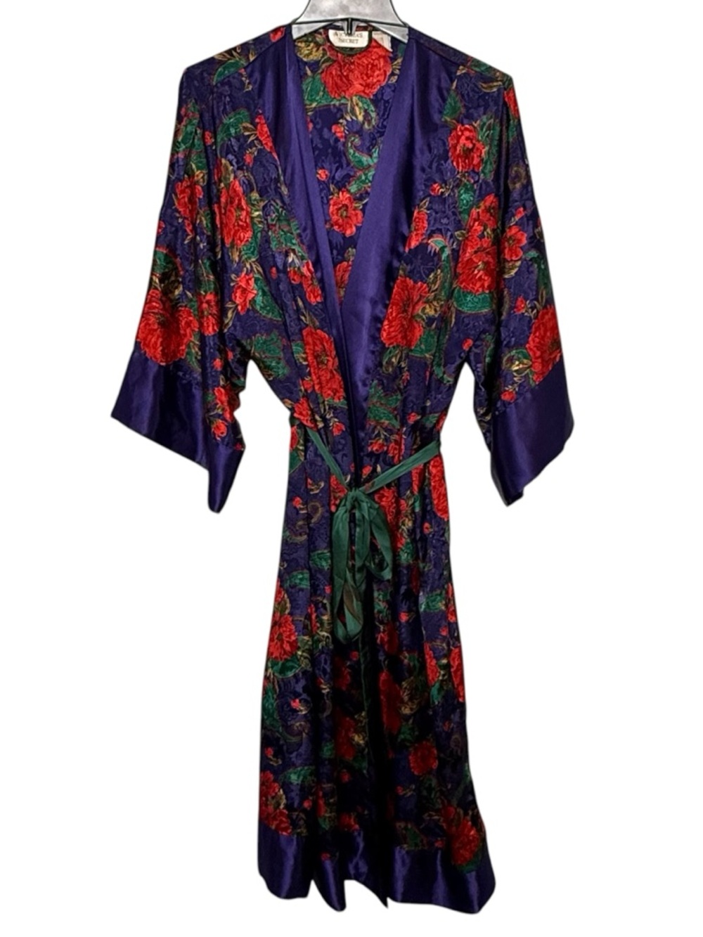 VINTAGE VICTORIA’S SECRET | Floral Paisley Printed Satin Wrap Long Length Robe